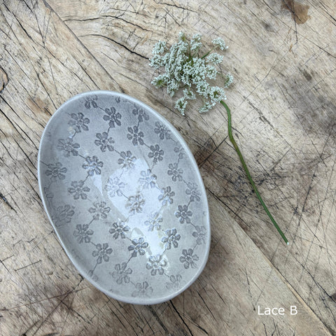 Wonki Ware Oval Bowl - Extra Small - Warm Grey Lace