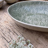 Wonki Ware Oval Bowl - Medium - Dark Green Lace