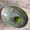 Wonki Ware Oval Bowl - Medium - Dark Green Lace