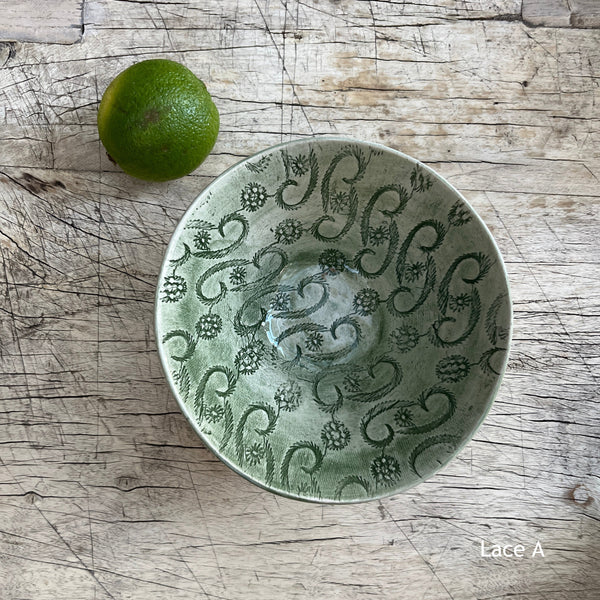 Wonki Ware Pudding Bowl - Dark Green Lace