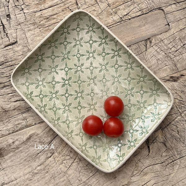Wonki Ware Rectangular Utensil Dish - Spearmint Lace