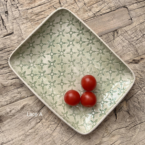 Wonki Ware Rectangular Utensil Dish - Spearmint Lace