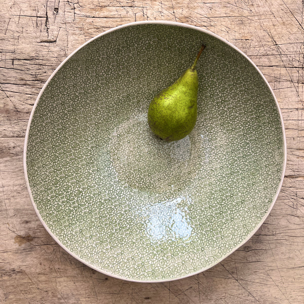 Wonki Ware Salad Bowl - Medium - Dark Green Lace