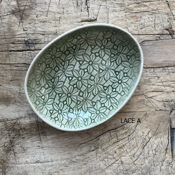 Wonki Ware Sushi or Tapas Dish - Dark Green Lace