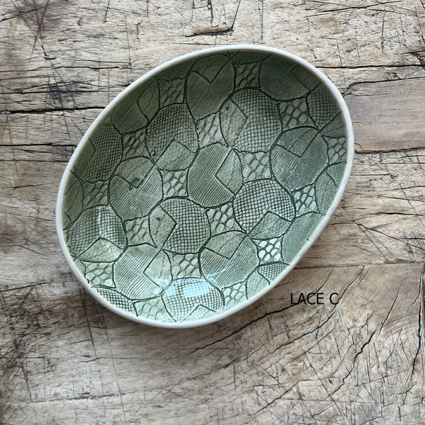 Wonki Ware Sushi or Tapas Dish - Dark Green Lace