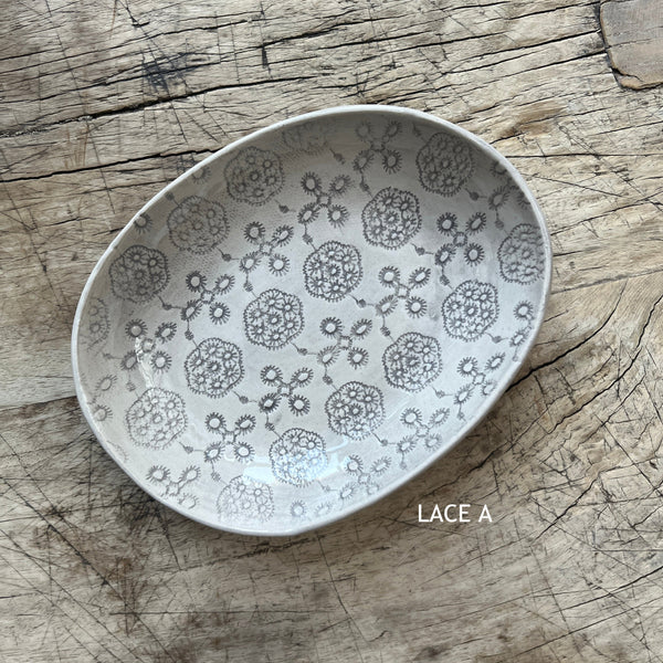 Wonki Ware Sushi or Tapas Dish - Warm Grey Lace