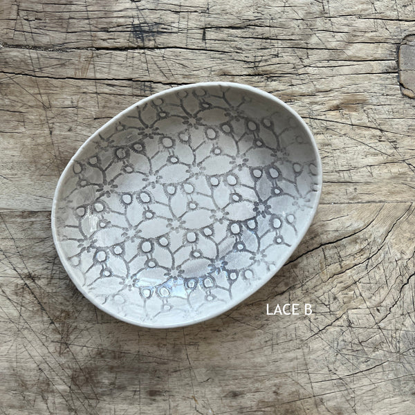 Wonki Ware Sushi or Tapas Dish - Warm Grey Lace