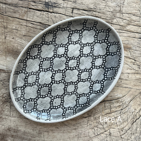 Wonki Ware Sushi or Tapas Flat Plate - Charcoal Lace