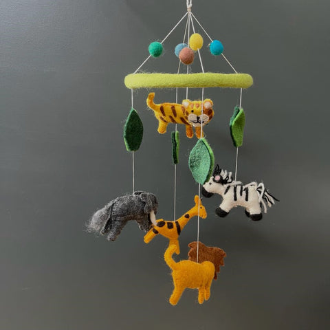 Handmade Felt Zoo Animals Mobile - Fairtrade