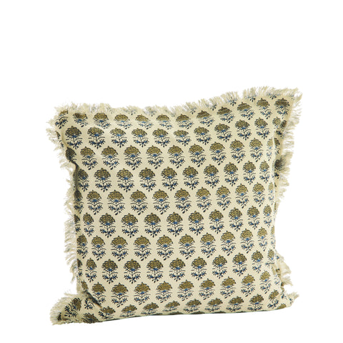<strong>Printed Cotton Cushion with Fringes</strong><br>
