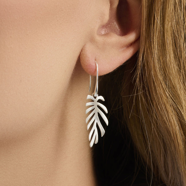 Fern Leaf Ear Hooks - Silver - Pernille Corydon