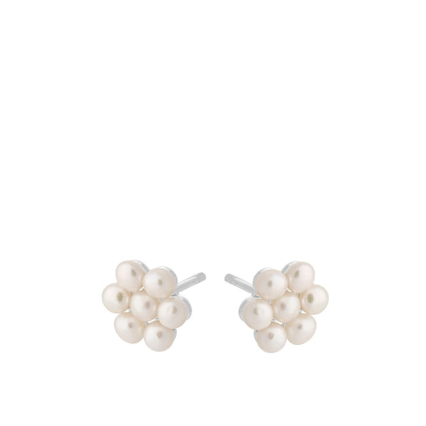 Ocean Bloom Pearl Stud Earrings - Silver - Pernille Corydon