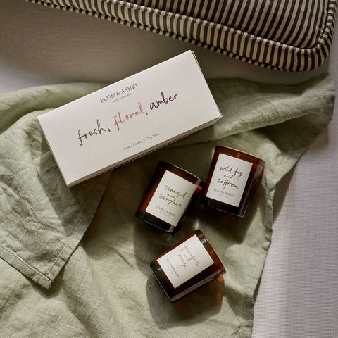 Plum & Ashby Fresh, Floral, Amber Votive Gift Set