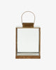 Antiqued Brass and Glass Flat Topped Lantern