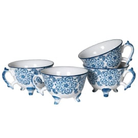 Tea Cup on Foot - Blue Flower