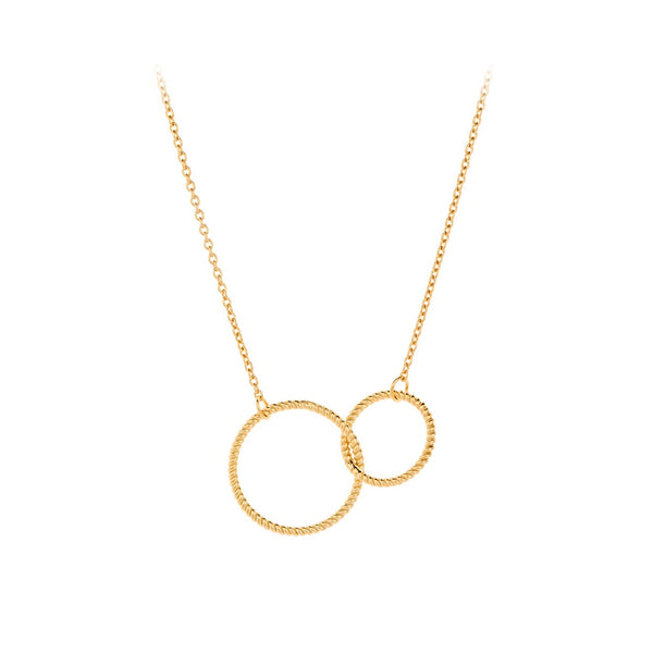 Double Twisted Circles Necklace - Gold - Pernille Corydon