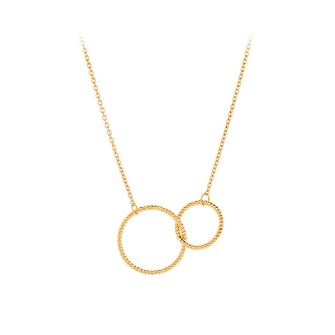 Double Twisted Circles Necklace - Gold - Pernille Corydon