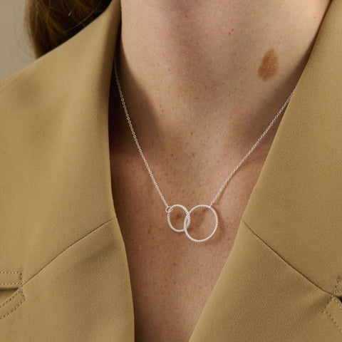 Double Twisted Circles Necklace - Silver - Pernille Corydon