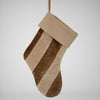 Saga Velvet Christmas Stocking - Brown and Beige Stripe - Olsson & Jensen Sweden