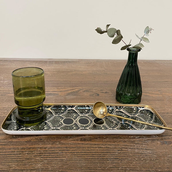 Enamelled Peacock Feathers Tray - Duo - Boncoeurs