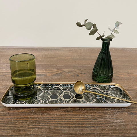 Enamelled Peacock Feathers Tray - Duo - Boncoeurs