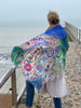 Amara Embroidered Wool Scarf from Jo Edwards - Blues