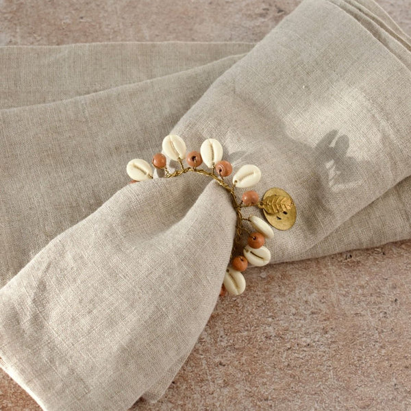 Shell and wooden bead napkin ring