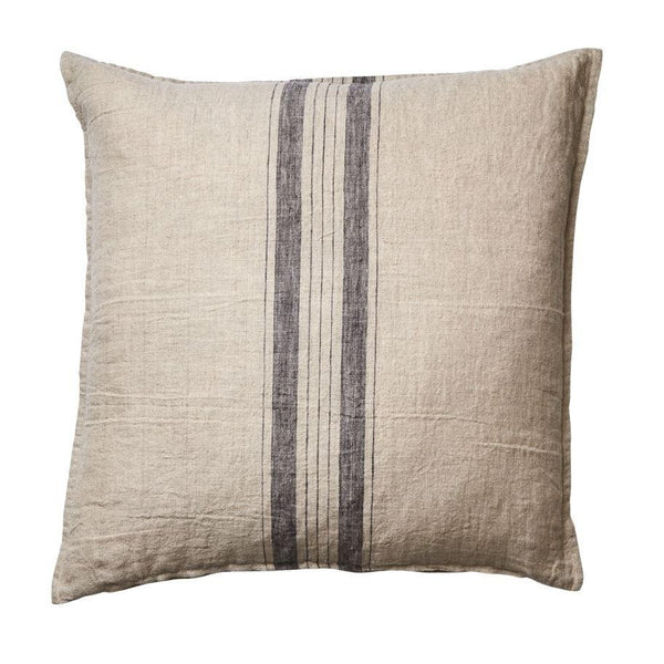 large square 50x50cm linen cushion cover with grey stripes