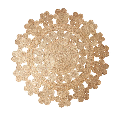 Decorative Round Jute Rug - 150cm Diameter- Style A - Greige - Home & Garden - Chiswick, London W4 