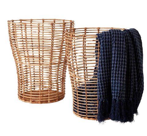 Set of Two Large Rattan Baskets - Greige - Home & Garden - Chiswick, London W4 