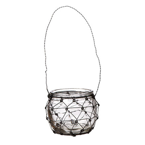 Hanging Glass Jar Lantern with Wire Cover - Greige - Home & Garden - Chiswick, London W4 