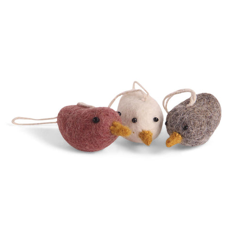 Set of Three Hanging Mini Felt Birds