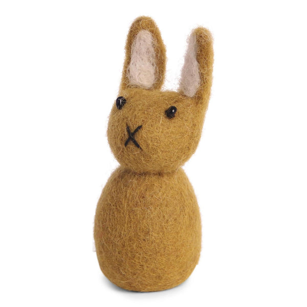 Small Ochre Felt Bunny with Hanging String