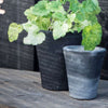 Aged Black Clay Flowerpot