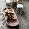 acacia wood tapas or nibbles tray three compartments