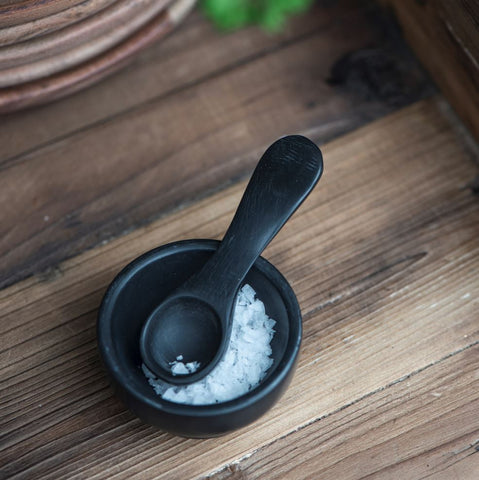 Small Stone Bowl and Salt Spoon