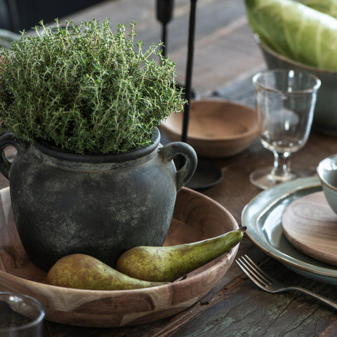 Set of three acacia wood bowls