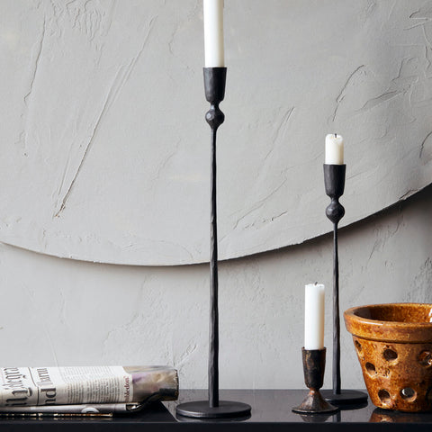 Handmade Black Iron Candlestick - Four Sizes