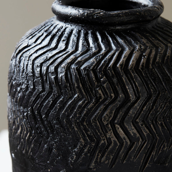 Black Cement Vase Rustic 