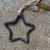 Hanging Dark Grey Sparkle Beaded Star Decoration - 10cm - Walther & Co