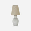grey cement table lamp with oatmeal linen shade