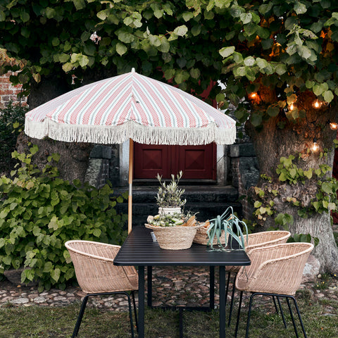 Tuscan Sun Parasol - Red and Green Patterned Stripe