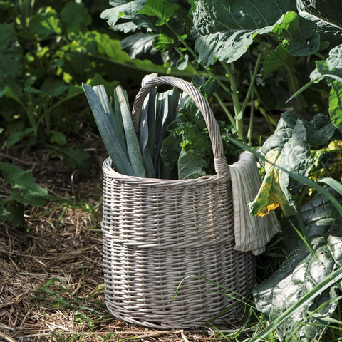 Round Willow Basket -Straight Sides - with Handle