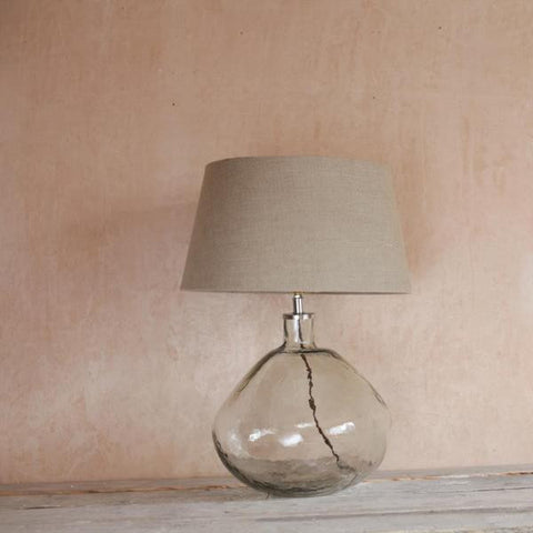 Bulbous Hand Blown Glass Lamp with Optional Jute Shade - Greige - Home & Garden - Chiswick, London W4 