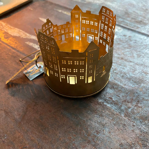 Brass Copenhagen Houses Tealight Holder - Walther & Co, Denmark