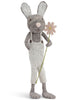 Extra Large Grey Felt Bunny with Dungarees and Flower - 60cm