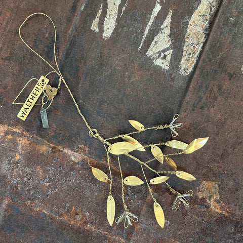 Beaded Brass Flower & Leaf Branch - Walther & Co