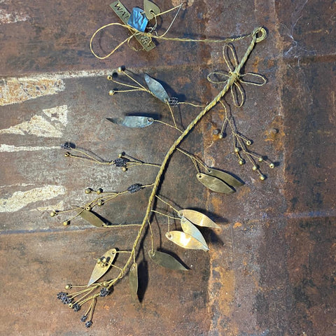 Brass Branch with Silver Leaves, Black Berries and Brass Berries - Botanical Range - Walther & Co