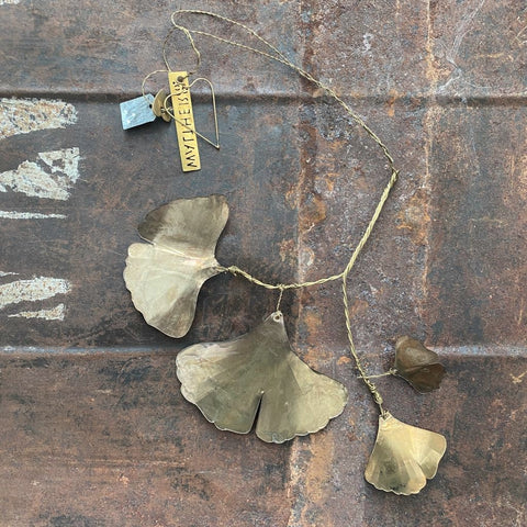 Antique Silver Ginkgo Hanging Decoration