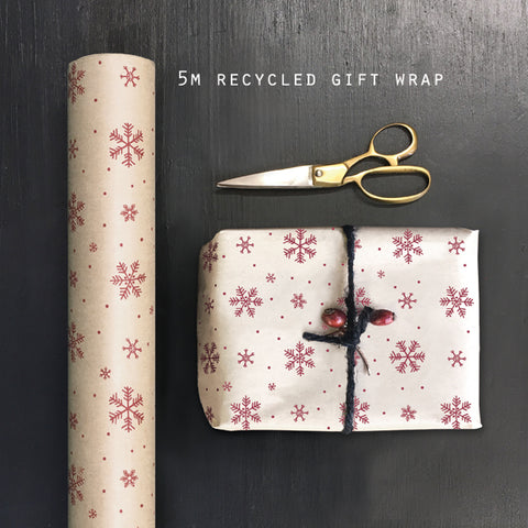 Recycled Kraft Wrapping Paper - Snowflakes - 5m